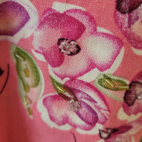 Vintage Miss Darby Pink Halter Beaded Floral Midi Dress Size 8 Petite - Picture 5 of 6